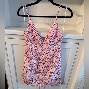 “who am I” red and white mini dress small